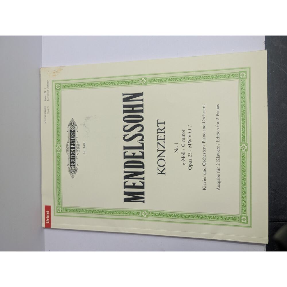 Mendelssohn Piano Concerto No. 1 in G minor Op. 25 Edition Peters Urtext Sheet